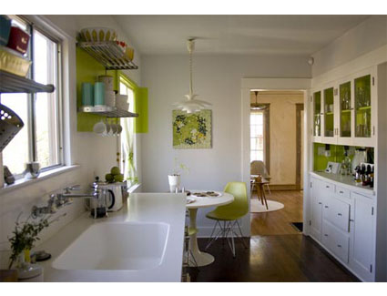 white & green kitchen - Apartment Therapy