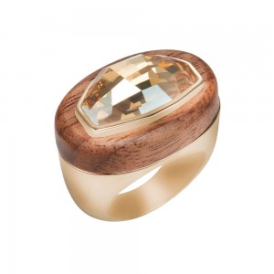 Wood Crystallized Cocktail Ring 